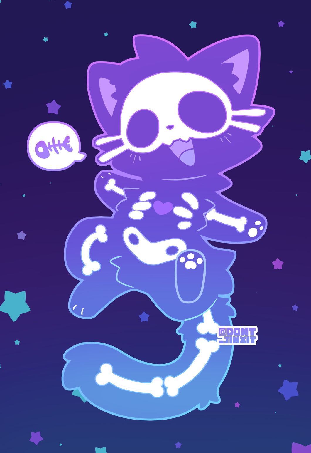 Skele Space Cat Postcard Print